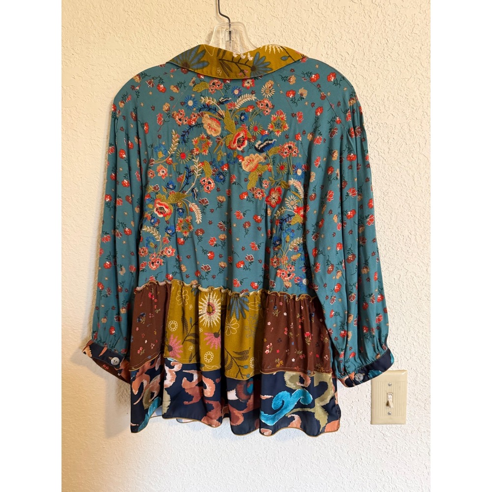 John Mark Women Teal Rust Patchwork Embroidered F… - image 8